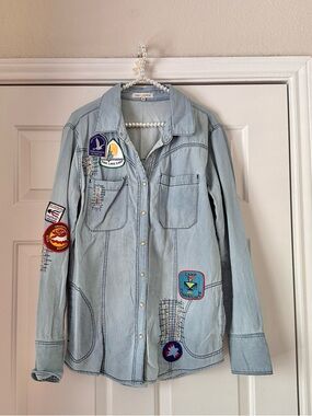 Angel + Premium Denim Patchwork Pearl Snap